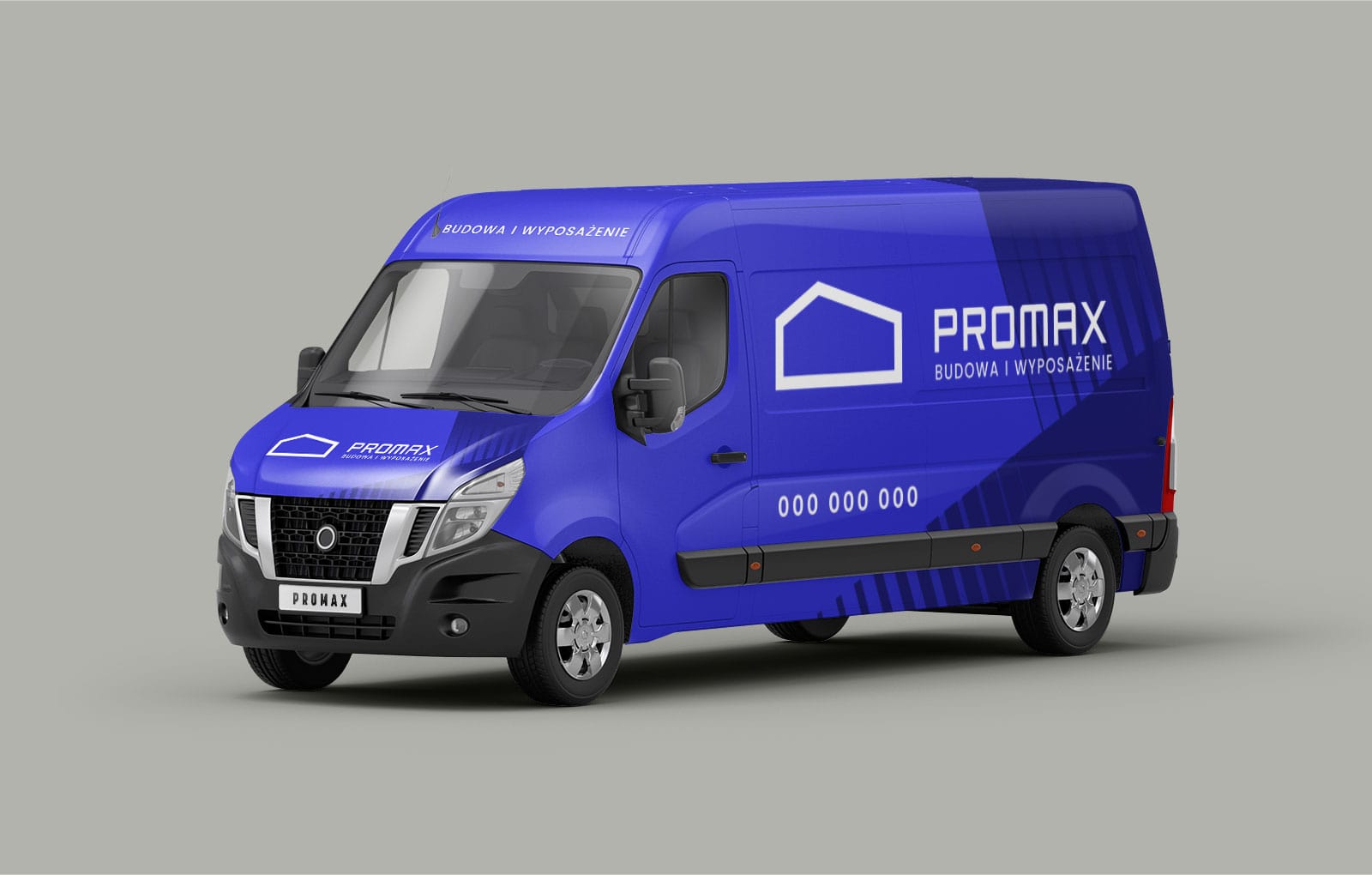 Logo Promax w wersji na samochodzie część identyfikacji wizualnej