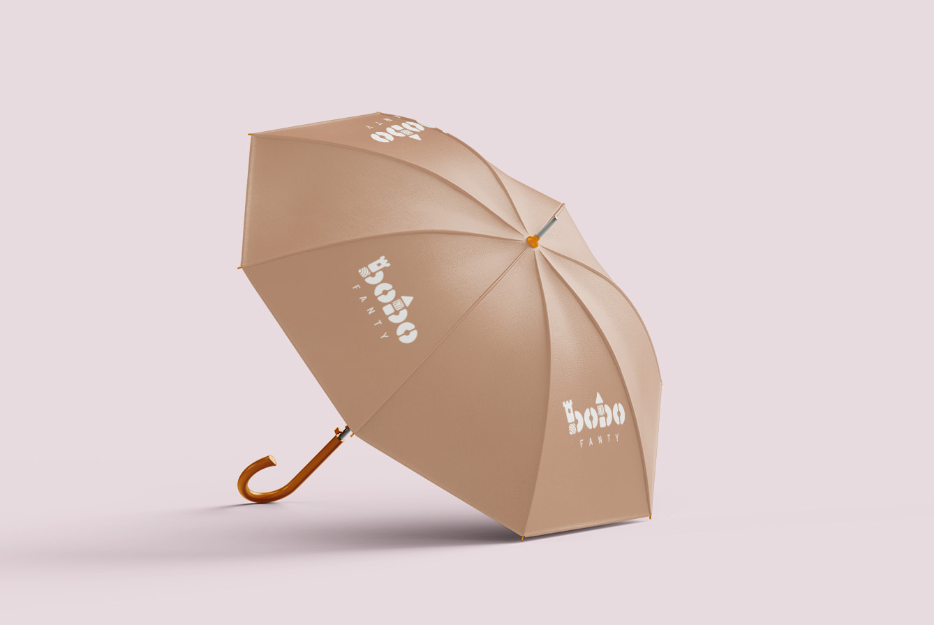 Projekt parasolki z logo, część identyfikacji wizualnej