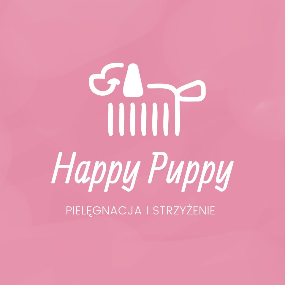 Logo dla Happy Puppy w wersji na ciemnym tle